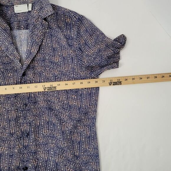 ASOS Design Sheer Button Up Shirt Short Sleeve Blue Pink Abstract Camp Collar MD - Picture 6 of 7